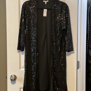 Maurices Black Sequin Open Cardigan